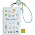 Japan San-X Pass Case Card Holder & Reel - Universe San-X Town Characters Light Blue - 1