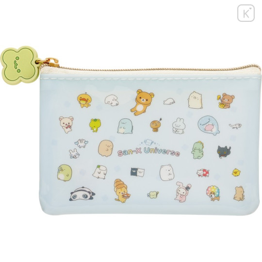 Japan San-X Flat Mini Pouch - Universe San-X Town Characters Light Blue - 1