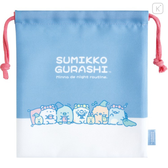Japan San-X Drawstring Bag - Sumikko Gurashi : Everyone's Night Routine Blue - 1