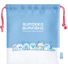 Japan San-X Drawstring Bag - Sumikko Gurashi : Everyone's Night Routine Blue