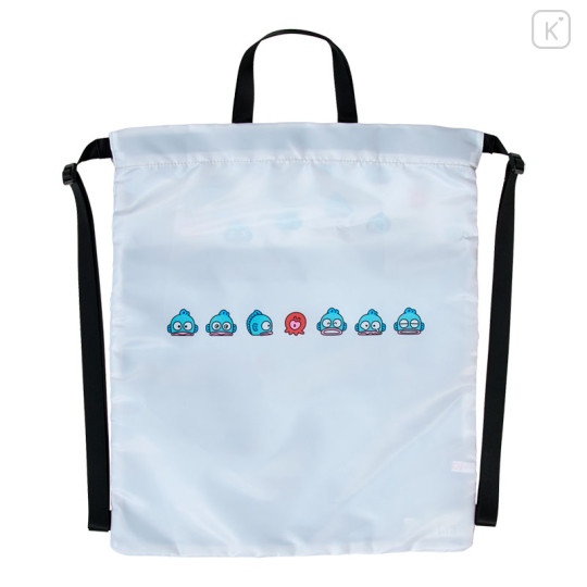 Japan Sanrio Original Gym Sack Knapsack Drawstring Backpack - Hangyodon : Hangyodon & Bad Badtz-Maru Funny Face - 2