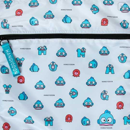 Japan Sanrio Original Gym Sack Knapsack Drawstring Backpack - Hangyodon : Hangyodon & Bad Badtz-Maru Funny Face - 3