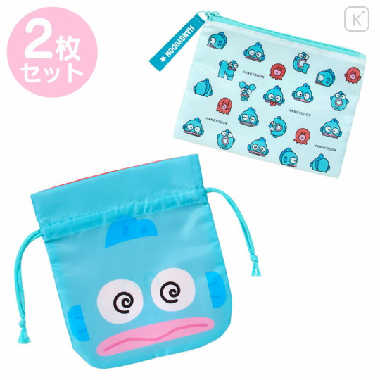 Japan Sanrio Original Pouch & Drawstring Bag - Hangyodon : Hangyodon & Bad Badtz-Maru Funny Face - 1
