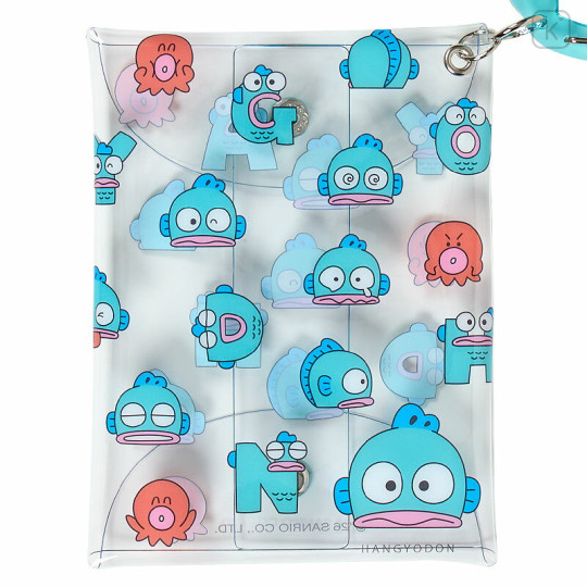 Japan Sanrio Original Clear Multi Case With Carabiner - Hangyodon : Hangyodon & Bad Badtz-Maru Funny Face - 3
