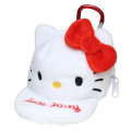 Japan Sanrio Mini Pouch with Carabiner - Hello Kitty : Cap Style White - 1