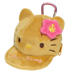 Japan Sanrio Mini Pouch with Carabiner - Hello Kitty : Cap Style Tan Y2K