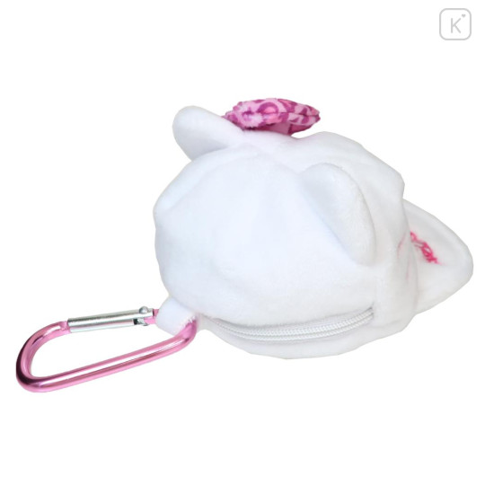 Japan Sanrio Mini Pouch with Carabiner - Hello Kitty : Cap Style Leopard Pink - 2