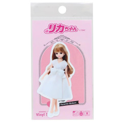 Japan Licca Die-cut Vinyl Sticker - White Dress Pearl Necklace Outfit