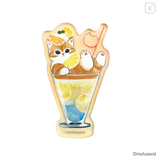 Japan Mofusand Acrylic Sticker - Cat Colorful Soda Orange Lemon - 3
