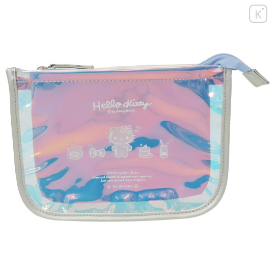 Japan Sanrio Aurora Cosmetic Pouch - Hello Kitty : 50th Anniversary Glossy Fav - 1