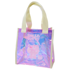Japan Sanrio Mini Tote Bag - Hello Kitty : 50th Anniversary Aurora Glossy Purple