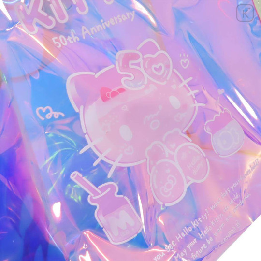 Japan Sanrio Mini Tote Bag - Hello Kitty : 50th Anniversary Aurora Glossy Purple - 3