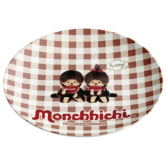 Japan Monchhichi Melamine Plate 20cm - Gingham Brown