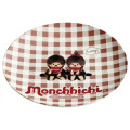Japan Monchhichi Melamine Plate 20cm - Gingham Brown - 1