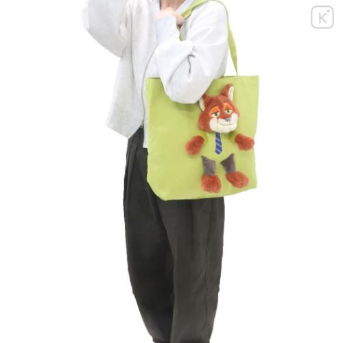 Japan Disney Tote Bag - Zootopia : Nick Wilde Plush Moscot Green - 5