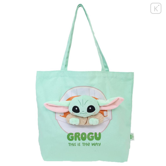 Japan Star Wars Tote Bag - Grogu Plush Moscot Mint - 1