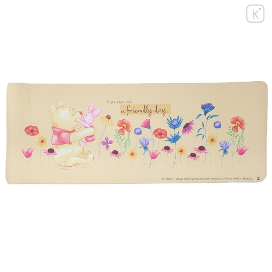 Japan Disney Wipeable PVC Kitchen Mat - Piglet & Pooh : Flower Light Orange - 1