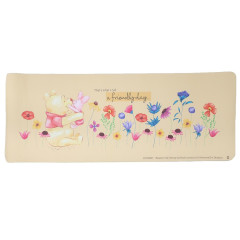 Japan Disney Wipeable PVC Kitchen Mat - Piglet & Pooh : Flower Light Orange