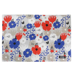 Japan Moomin Placemat - Little My : Nordic Flower Blue Red Grey