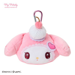 Japan Sanrio Face-shaped Pouch with Carabiner - My Melody : Dolly Mix Petit