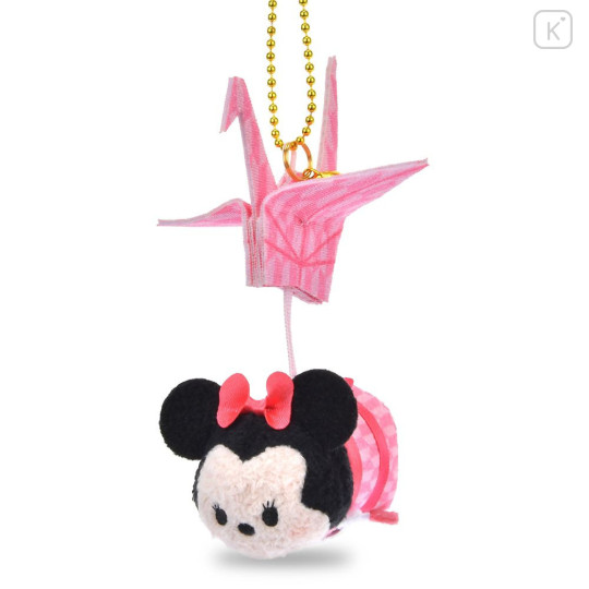 Japan Disney Store Tsum Tsum Plush Keychain - Minnie : Paper Origami Crane Style - 1
