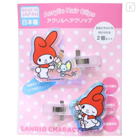 Japan Sanrio Aurora Acrylic Hair Clip Set - My Melody : Flower - 1
