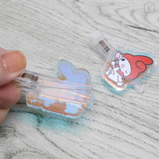 Japan Sanrio Aurora Acrylic Hair Clip Set - My Melody : Flower - 2