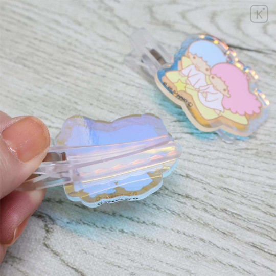 Japan Sanrio Aurora Acrylic Hair Clip Set - Little Twin Stars : Meteor - 2