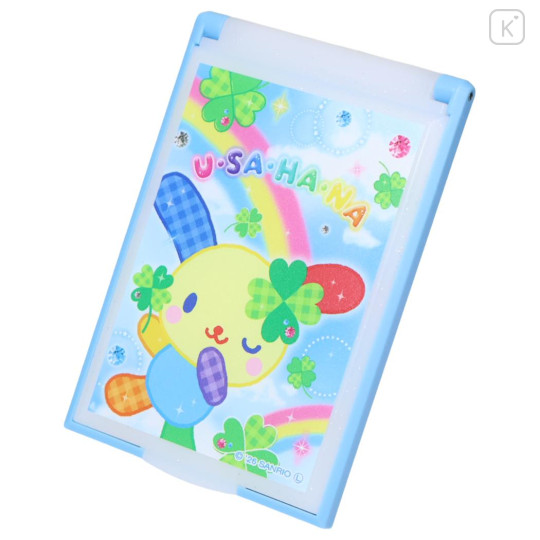 Japan Sanrio Folding Mirror - Usahana : Happy Clover Days Blue - 1