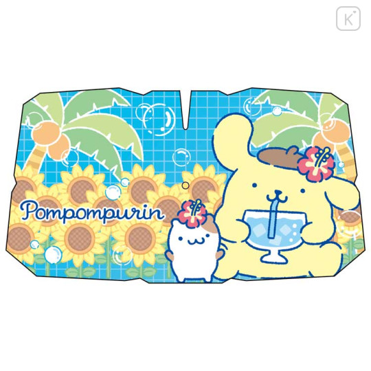 Japan Sanrio Car Sunshade Umbrella M - Pompompurin : Summer Sunflower - 1