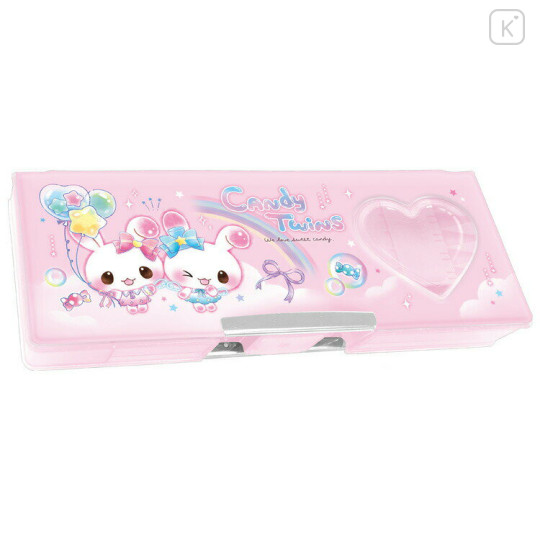 Japan Kamio Double-opening Pencil Case - Kira Usa Twins Bubble Rabbit : Heisei Retro Candy Pink - 1