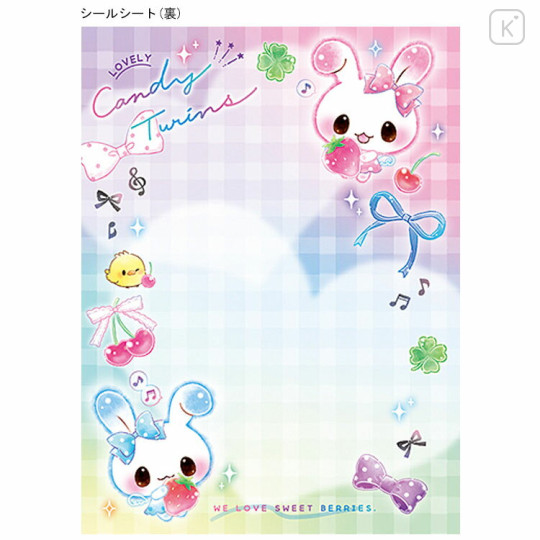 Japan Q-LiA 6 Hole Sticker Notebook - Candy Twins Rabbit : Fruit - 2