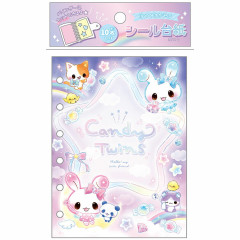 Japan Q-LiA 6 Hole Sticker Notebook - Candy Twins Rabbit : Night Sky Party