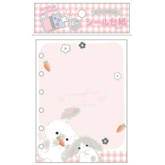 Japan Q-LiA 6 Hole Sticker Notebook - Mofukororin Fluffy Rabbit Bunny Pink