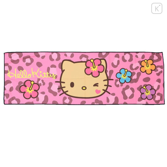 Japan Sanrio Cool Towel - Hello Kitty : Leopard Tan Y2K Pink - 1