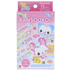 Japan Kamio Boxed Bandages - Happy March Cat & Rabbit : Heisei Retro Pink