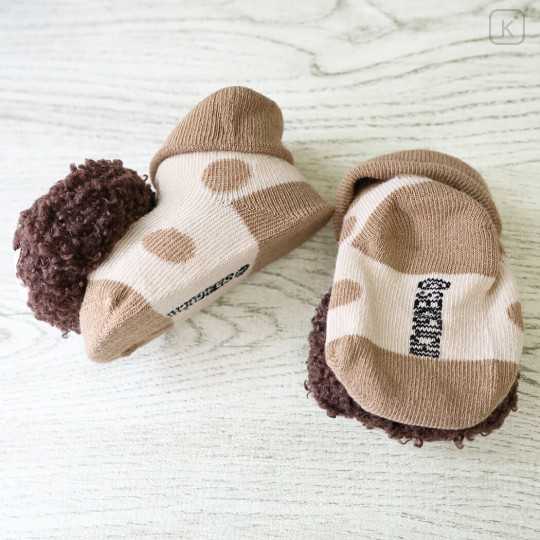 Japan Monchhichi Mascot Baby Socks - Brown - 3