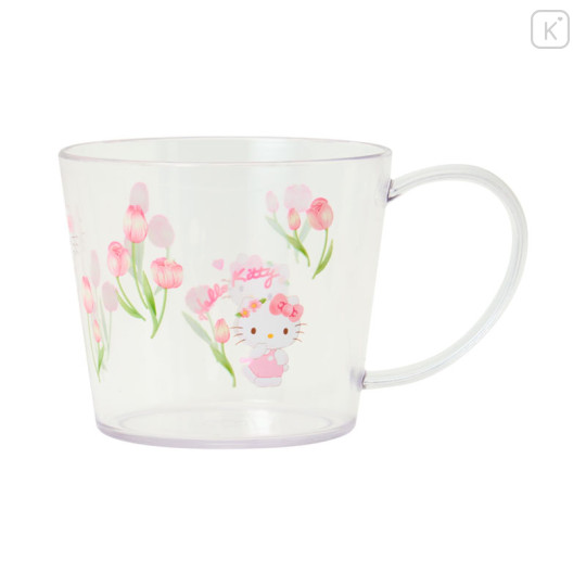 Japan Sanrio Original Clear Mug - Hello Kitty : Watercolor Flower - 1
