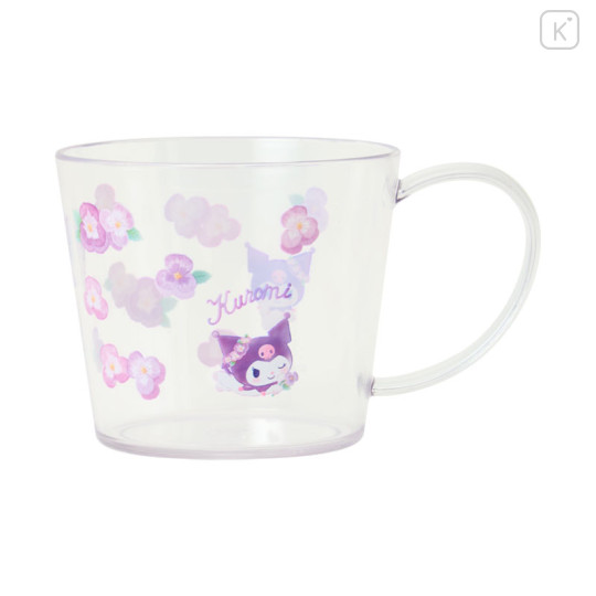 Japan Sanrio Original Clear Mug - Kuromi : Watercolor Flower - 1