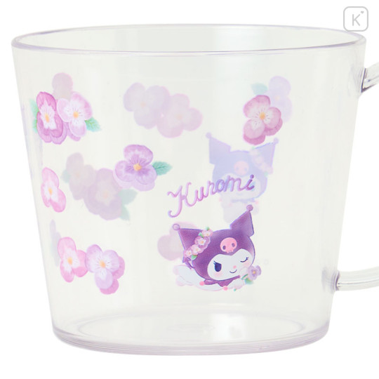 Japan Sanrio Original Clear Mug - Kuromi : Watercolor Flower - 3