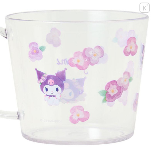 Japan Sanrio Original Clear Mug - Kuromi : Watercolor Flower - 4