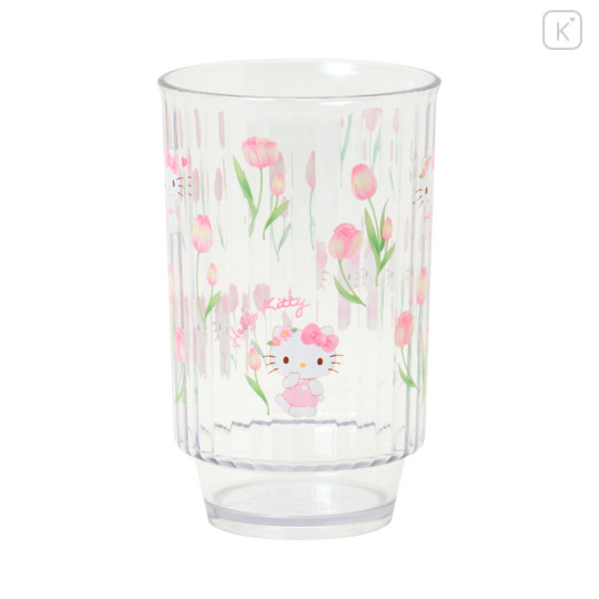 Japan Sanrio Original Clear Tumbler (L) - Hello Kitty : Watercolor Flower - 1