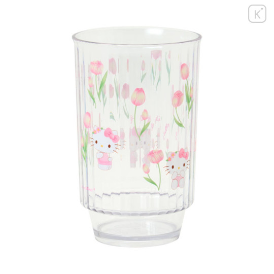 Japan Sanrio Original Clear Tumbler (L) - Hello Kitty : Watercolor Flower - 2