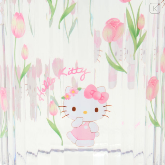 Japan Sanrio Original Clear Tumbler (L) - Hello Kitty : Watercolor Flower - 3