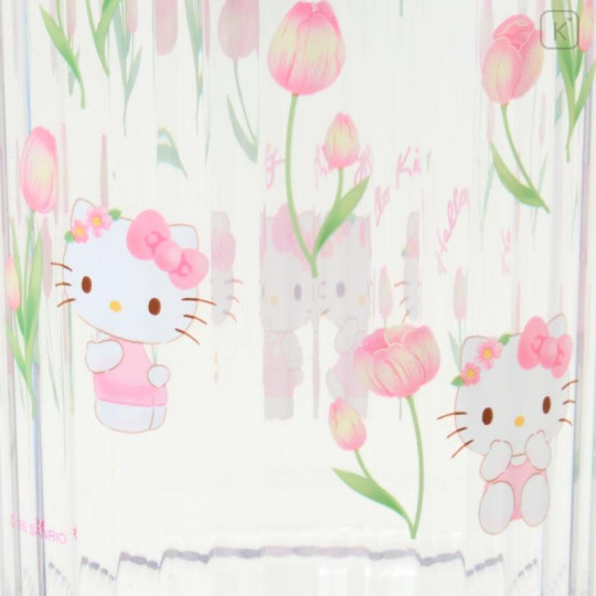 Japan Sanrio Original Clear Tumbler (L) - Hello Kitty : Watercolor Flower - 4