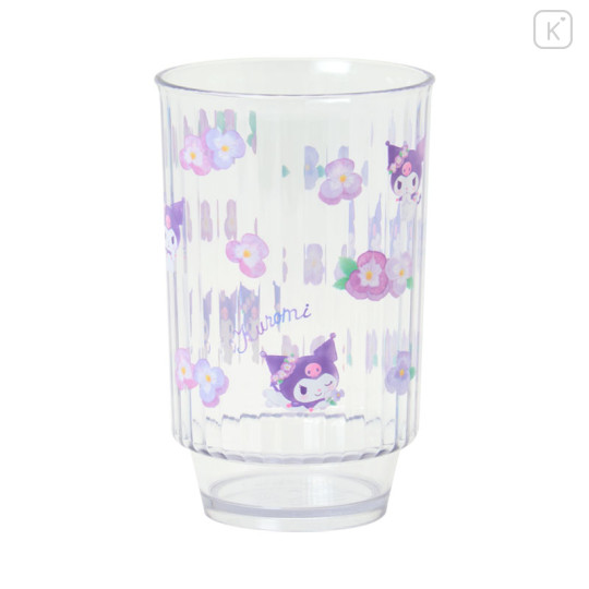 Japan Sanrio Original Clear Tumbler (L) - Kuromi : Watercolor Flower - 1