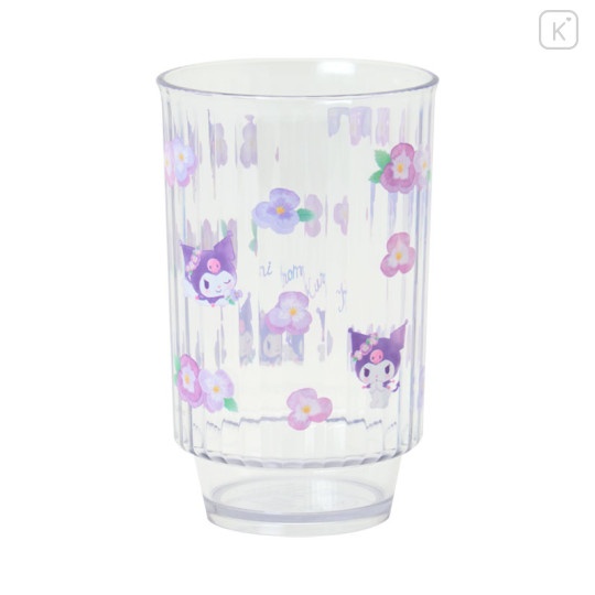 Japan Sanrio Original Clear Tumbler (L) - Kuromi : Watercolor Flower - 2