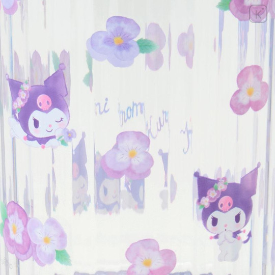 Japan Sanrio Original Clear Tumbler (L) - Kuromi : Watercolor Flower - 4