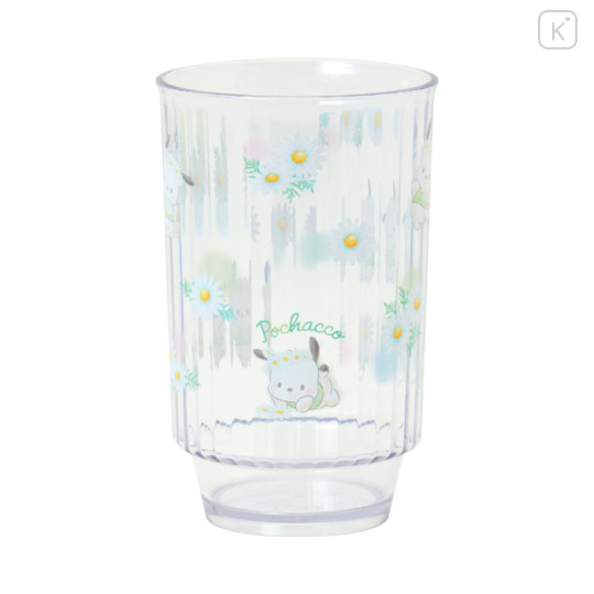 Japan Sanrio Original Clear Tumbler (L) - Pochacco : Watercolor Flower - 1