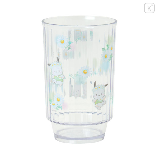 Japan Sanrio Original Clear Tumbler (L) - Pochacco : Watercolor Flower - 2